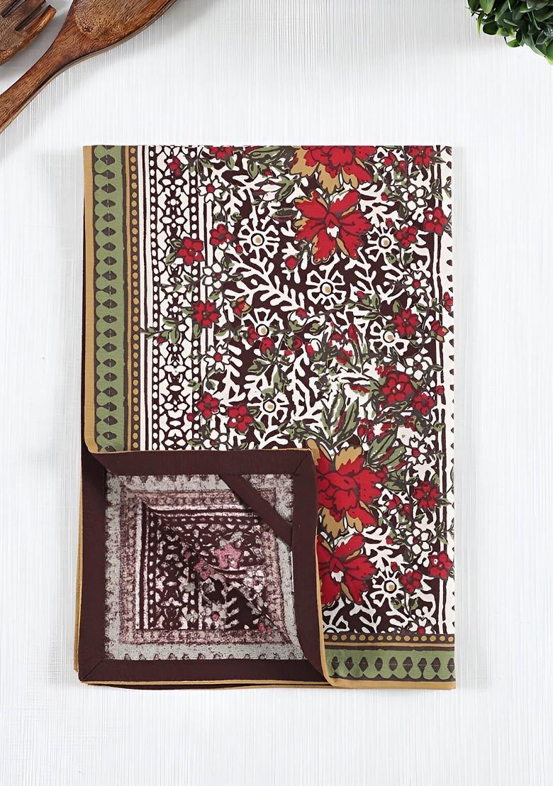 3Pcs Red And White Printed Cotton Kitchen Towels