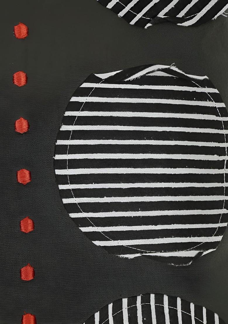 Charcoal And White 2 Pieces Geometric Printed Cotton Square Cushion Covers