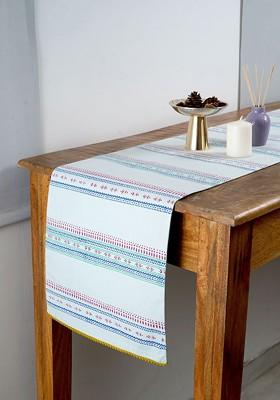 Blue And Pink Ethnic Motifs Printed Pure Cotton Rectangular Table Runner
