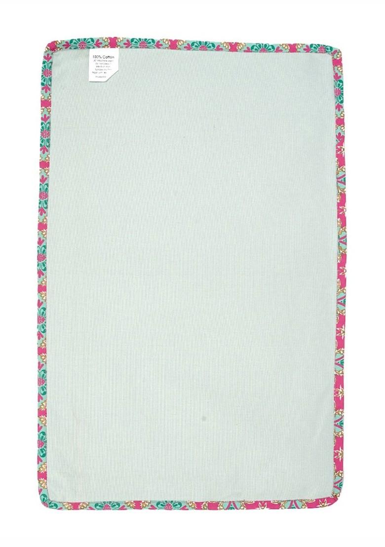 Sea Green And Pink 4 Pieces Pure Cotton Rectangular Table Placemats
