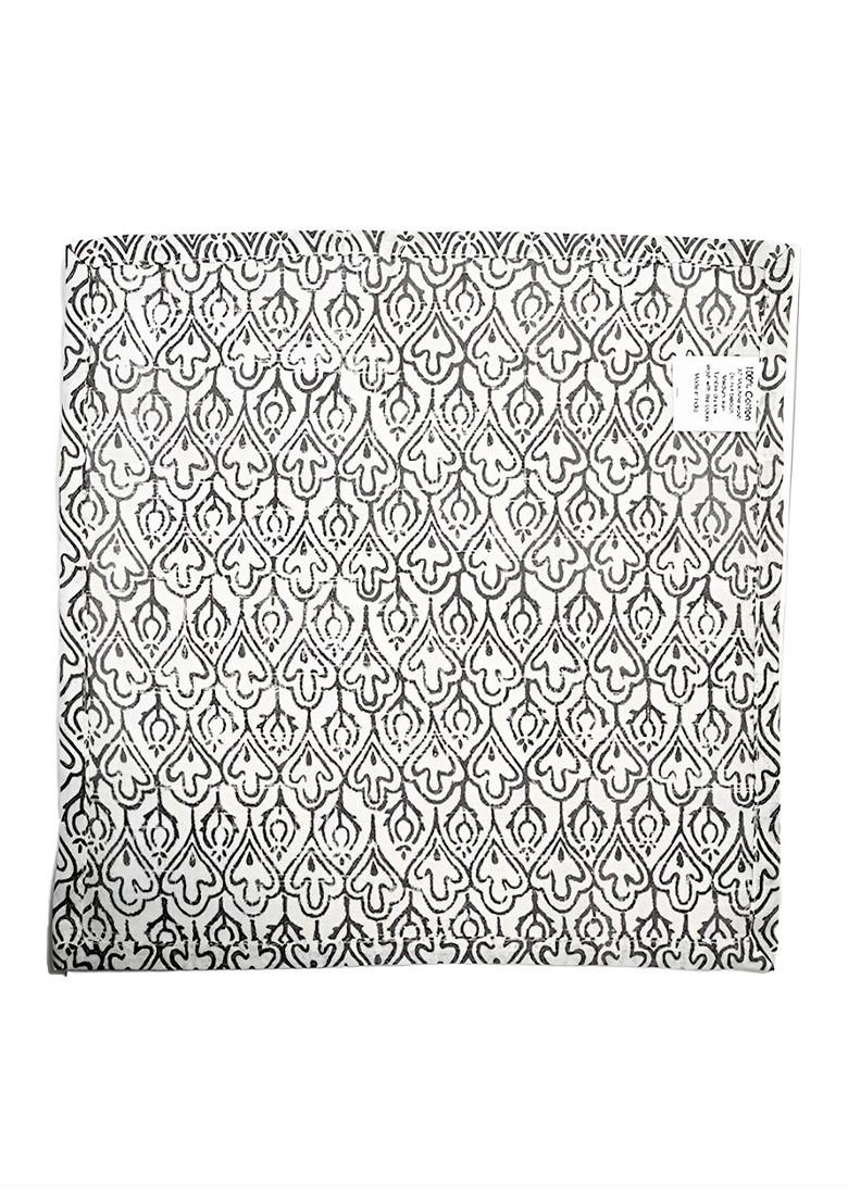White And Grey 6 Pieces Floral Printed Pure Cotton Table Napkins