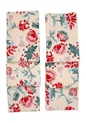 CreamColored And Pink 6 Pieces Floral Printed Pure Cotton Table Napkins