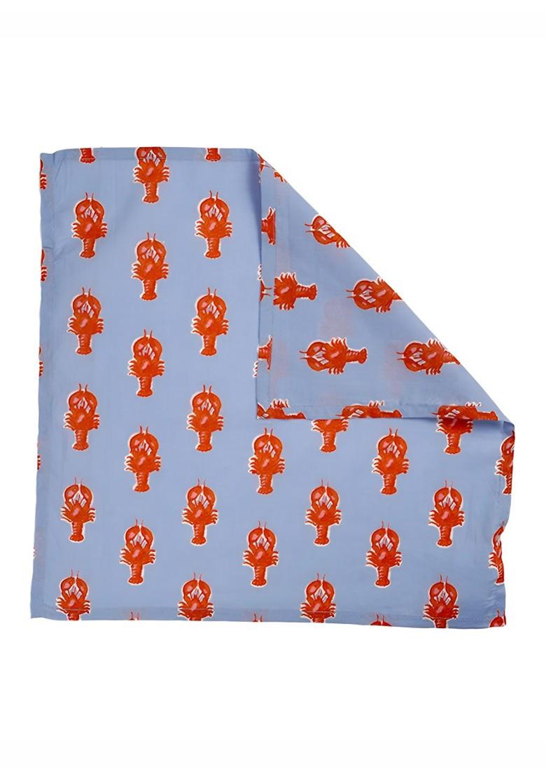 Blue And Orange Colored 4 Pieces Lobaster Printed Table Napkins