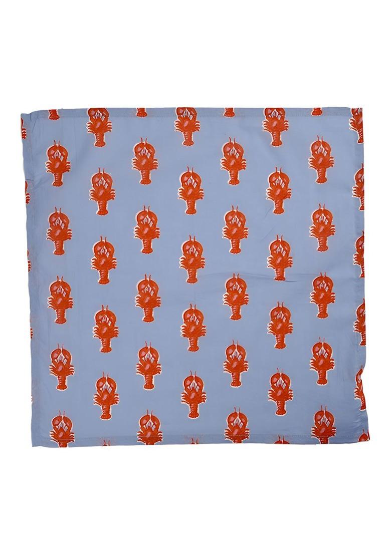 Blue And Orange Colored 4 Pieces Lobaster Printed Table Napkins