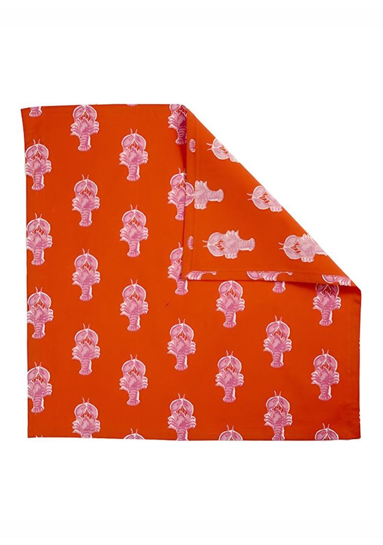 Orange Colored And Purple 4 Pieces Lobaster Printed Table Napkins