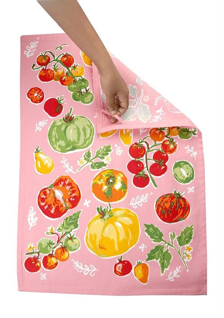 Pink And Yellow 3 Pieces Capsicum Printed Cotton Kitchen Towels