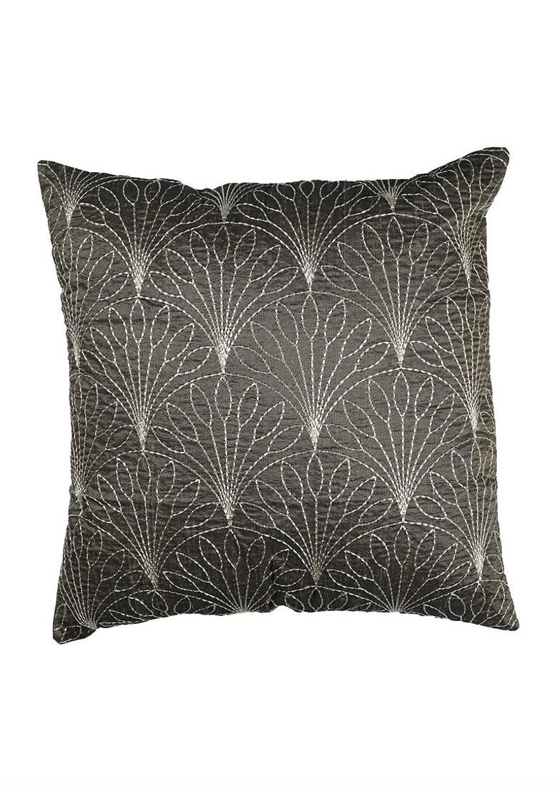 Green And White 2 Pieces Embroidered Square Cushion Covers