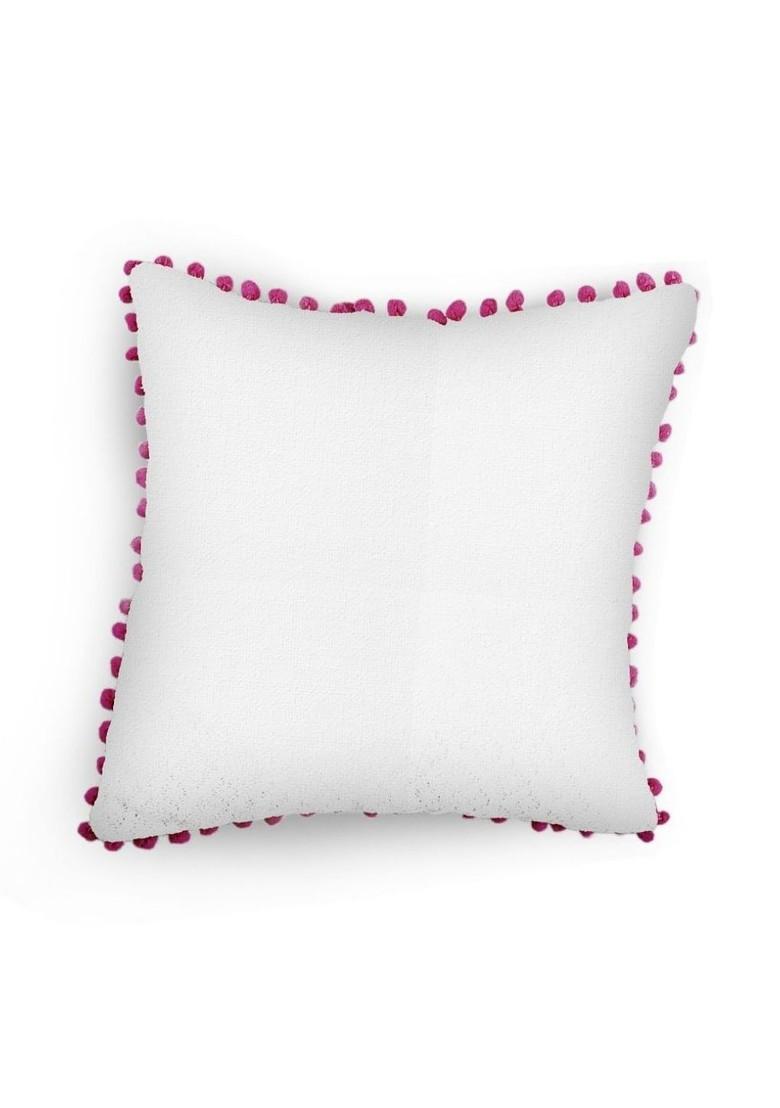 Off White 2 Pieces Square Cotton Cushion Covers
