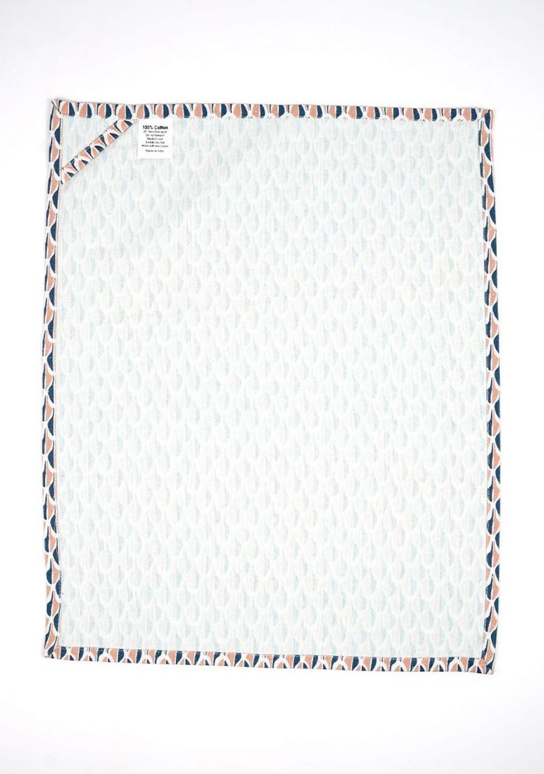 Peach Coloured And Blue 3 Pieces Conversational Printed Cotton Kitchen Towel