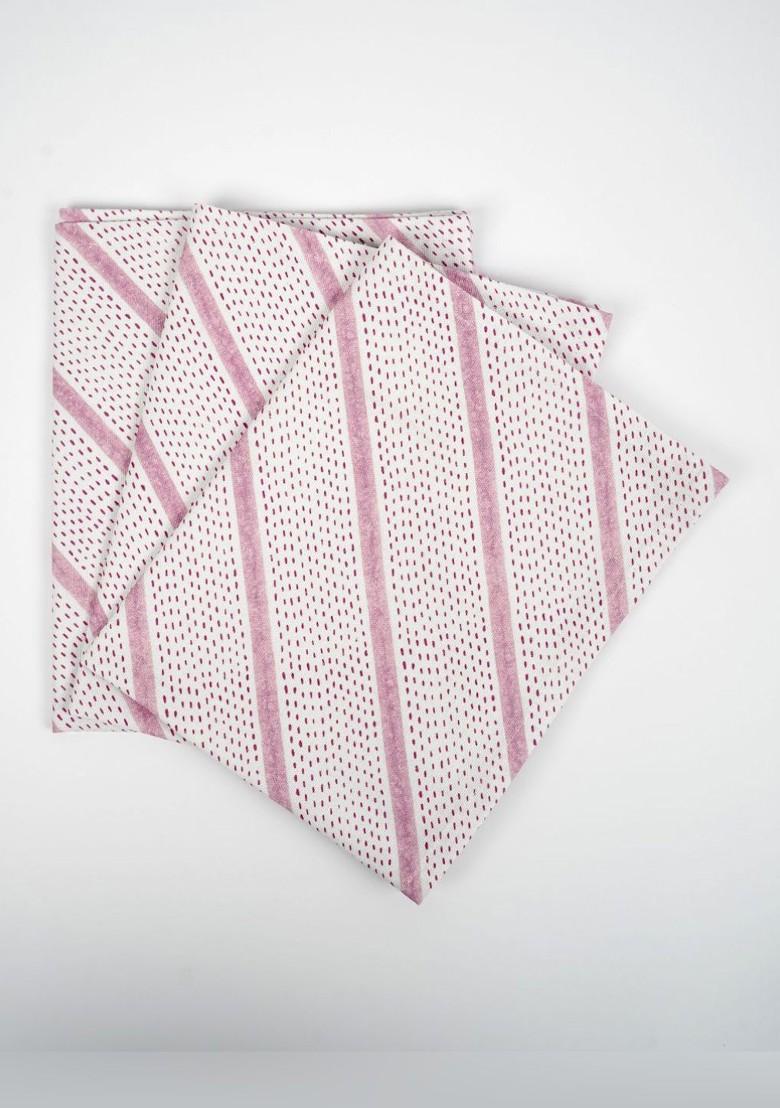 Pink 3 Pieces Striped Cotton Kitchen Towels