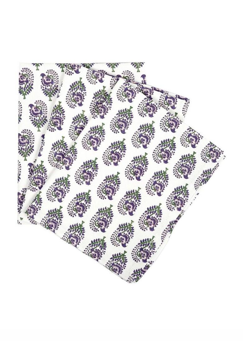 White And Purple 3 Pieces Floral Printed Cotton Highly Absorbent Kitchen Towels