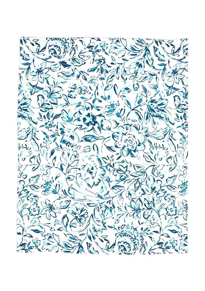 Blue And White 3 Pieces Floral Printed Cotton Kitchen Towels