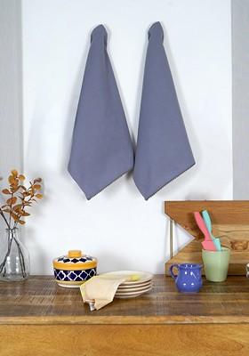 Grey 2 Pieces Cotton Kitchen Towels