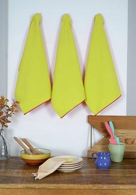Green 3 Pieces Cotton Kitchen Towels