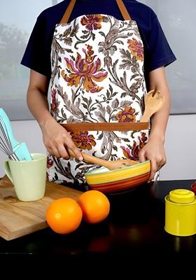Brown Printed Cotton Apron