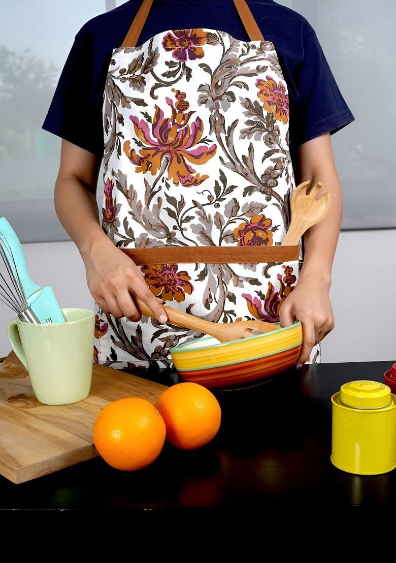 Brown Printed Cotton Apron