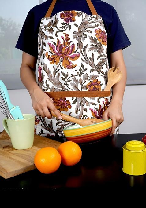 Brown Printed Cotton Apron