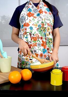 White Printed Cotton Apron