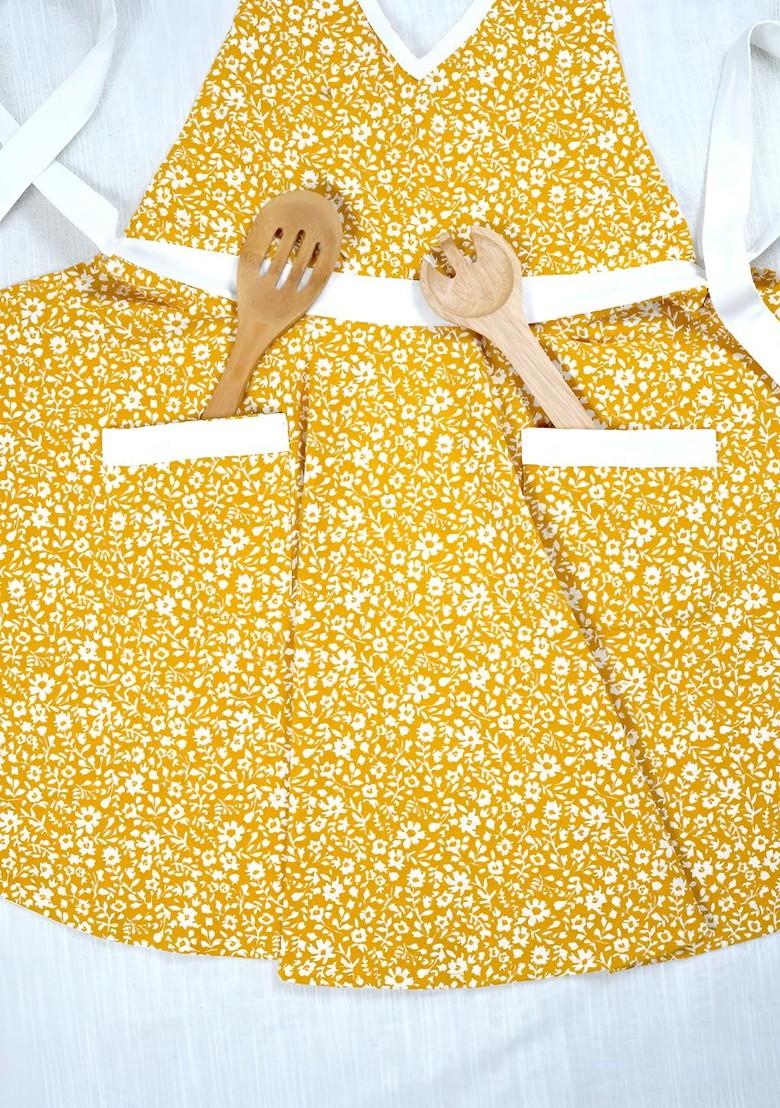 Yellow Printed Cotton Apron