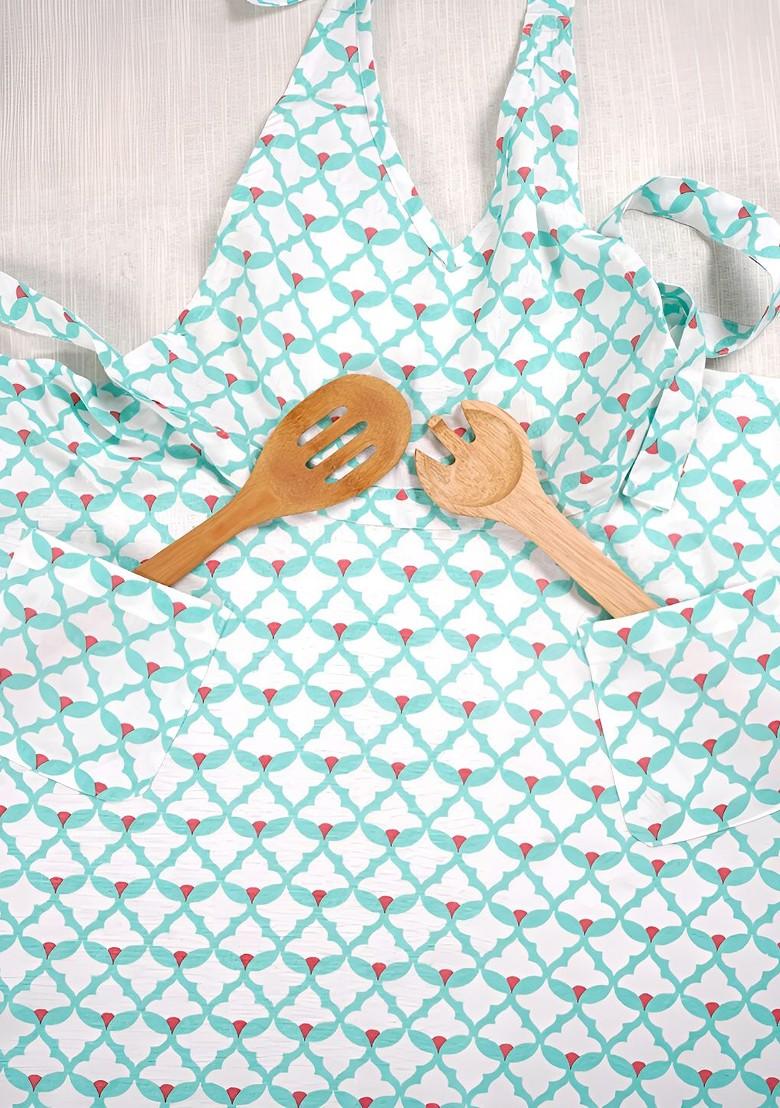 Sea Green Printed Cotton Apron