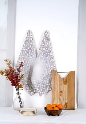 2Pcs Black And White Printed Cotton Kitchen Towels