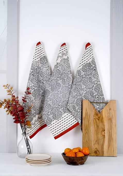 Printed Cotton Kitchen Towels Pack Of 3