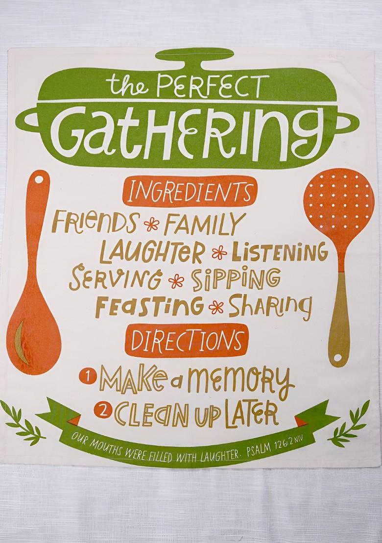 3Pcs OffWhite And Orange Printed Cotton Kitchen Towels