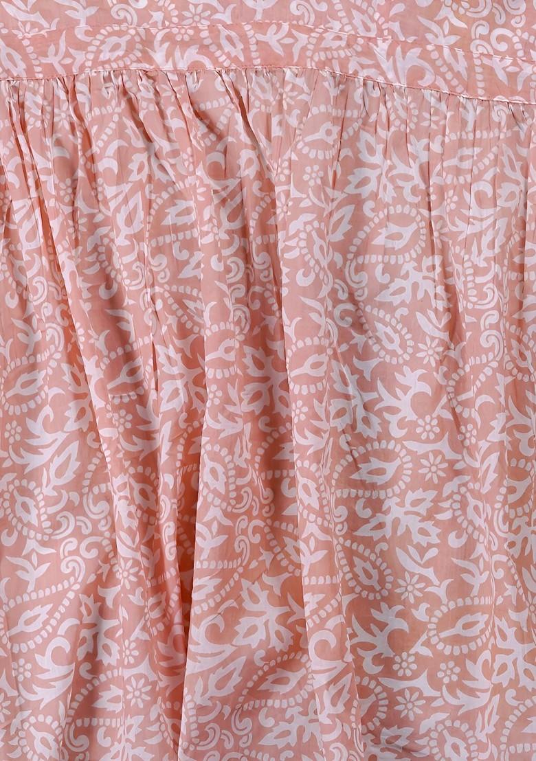 White And PeachColored Printed Cotton Apron