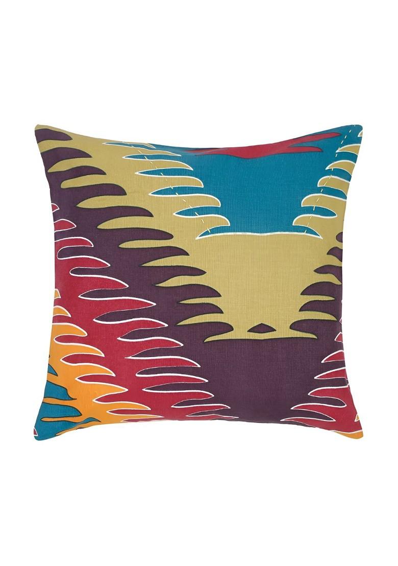 Purple And Beige 2 Pieces Abstract Printed Cotton Square Cushion Covers