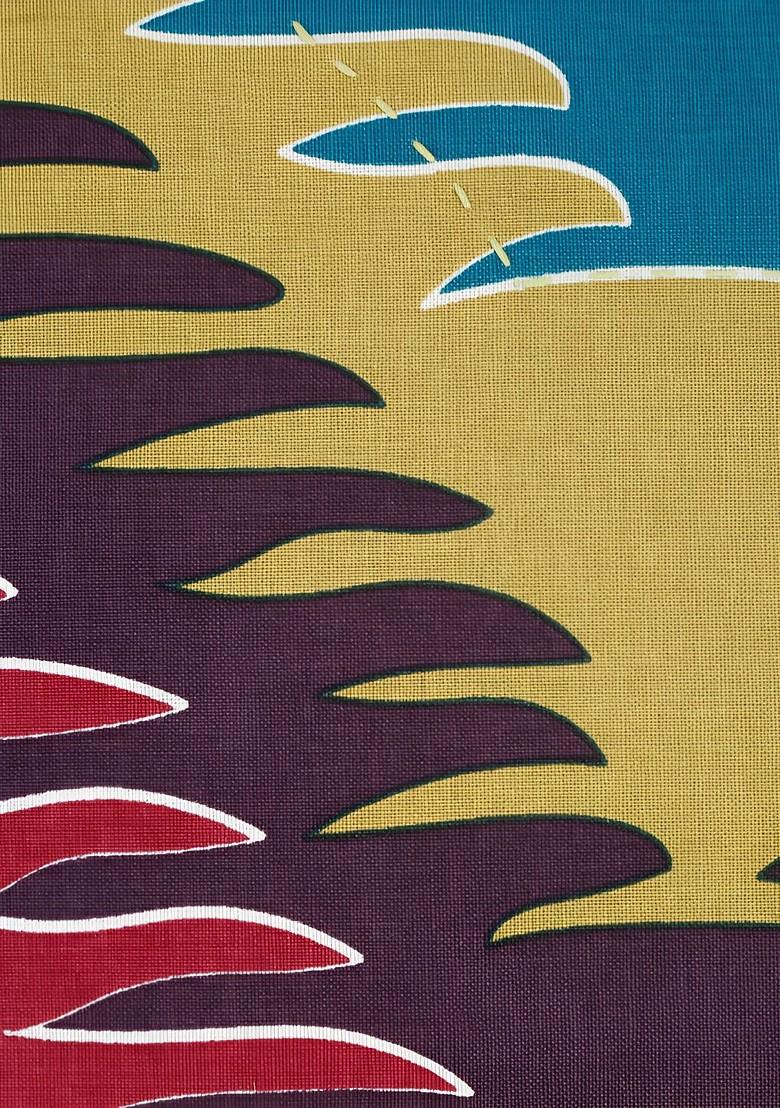 Purple And Beige 2 Pieces Abstract Printed Cotton Square Cushion Covers