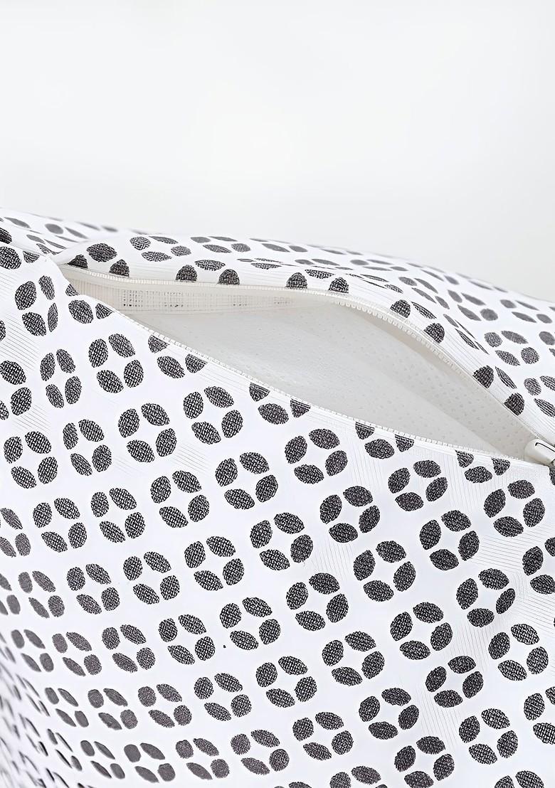 Grey And White 2 Pieces Floral Printed Cotton Square Cushion Covers