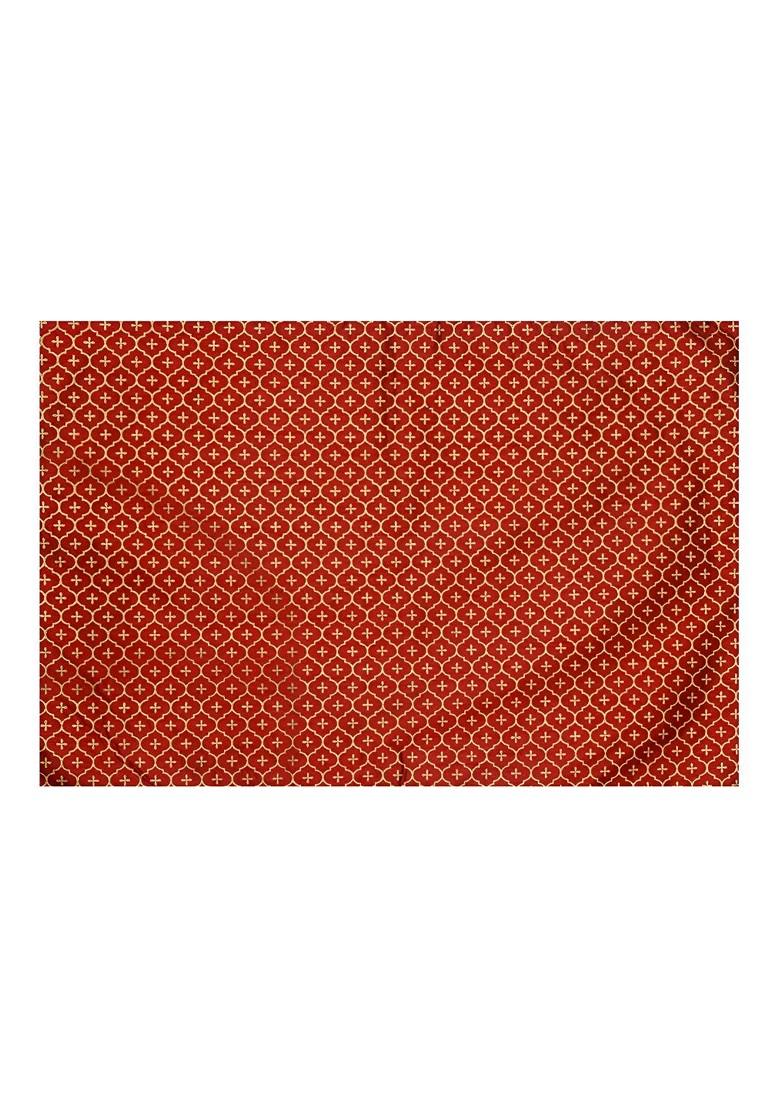 Red And Beige 6 Pieces Geometric Printed Rectangle Cotton Table Placemats