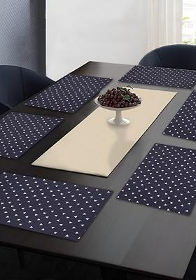 Blue And White 6 Pieces Geometric Printed Rectangle Cotton Table Placemats