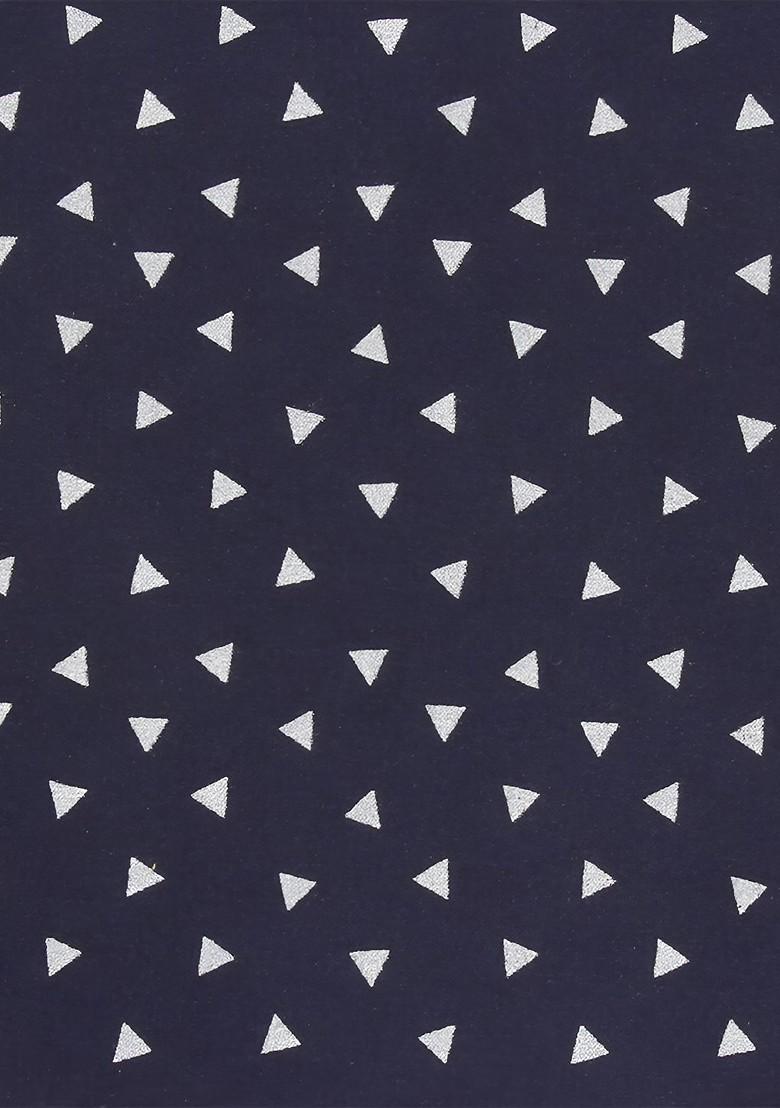 Blue And White 6 Pieces Geometric Printed Rectangle Cotton Table Placemats