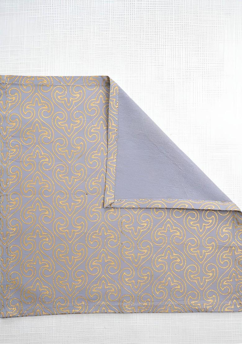 Grey And Brown 6 Pieces Floral Printed Cotton Dinner Table Napkins