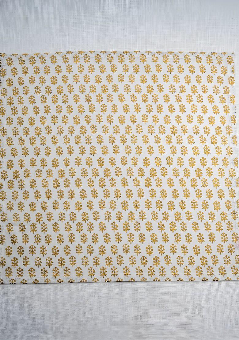 White And Yellow 6 Pieces Floral Printed Cotton Dinner Table Napkins