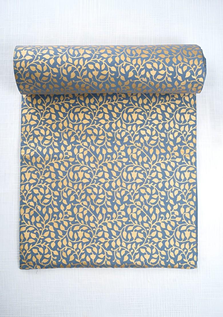 Blue And Gold Toned Ethnic Motifs Printed Pure Cotton Table Runner