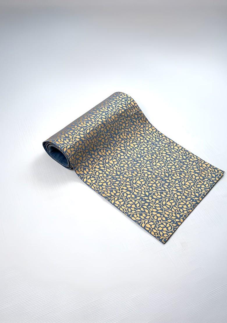 Blue And Gold Toned Ethnic Motifs Printed Pure Cotton Table Runner