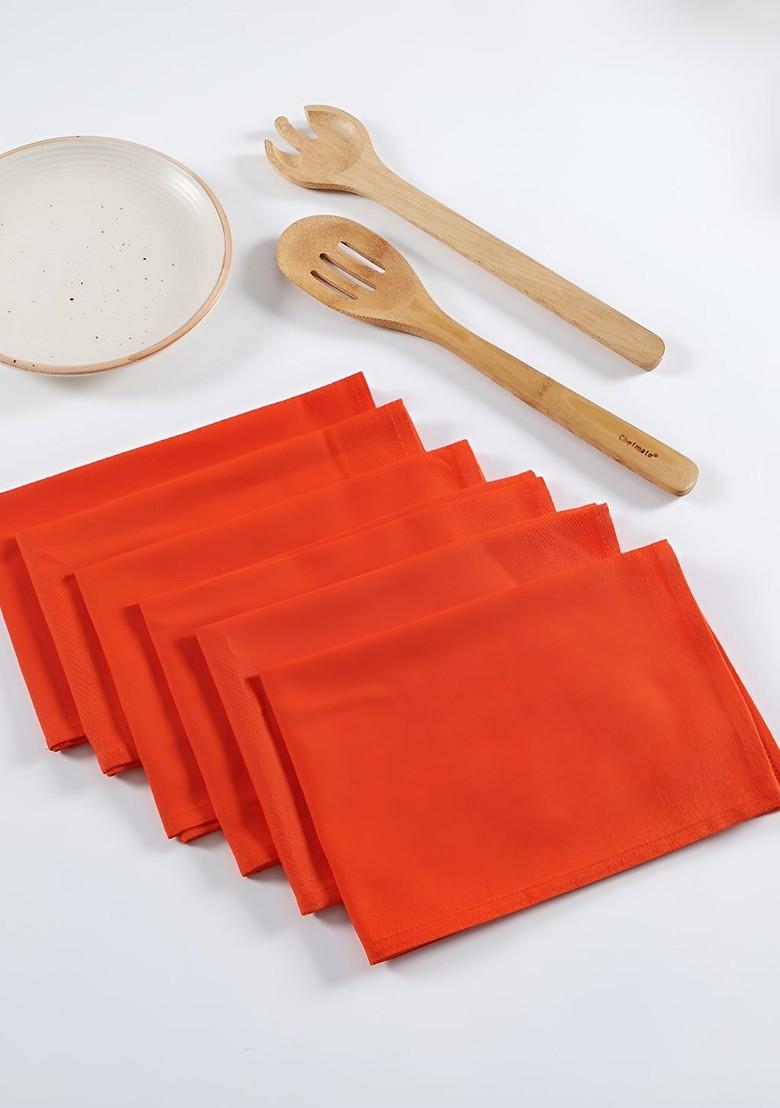 Orange 6 Pieces Pure Cotton Kitchen Towels