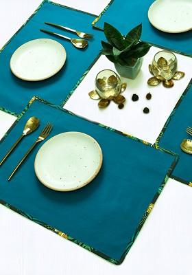 4Pcs Blue Cotton Table Placemats