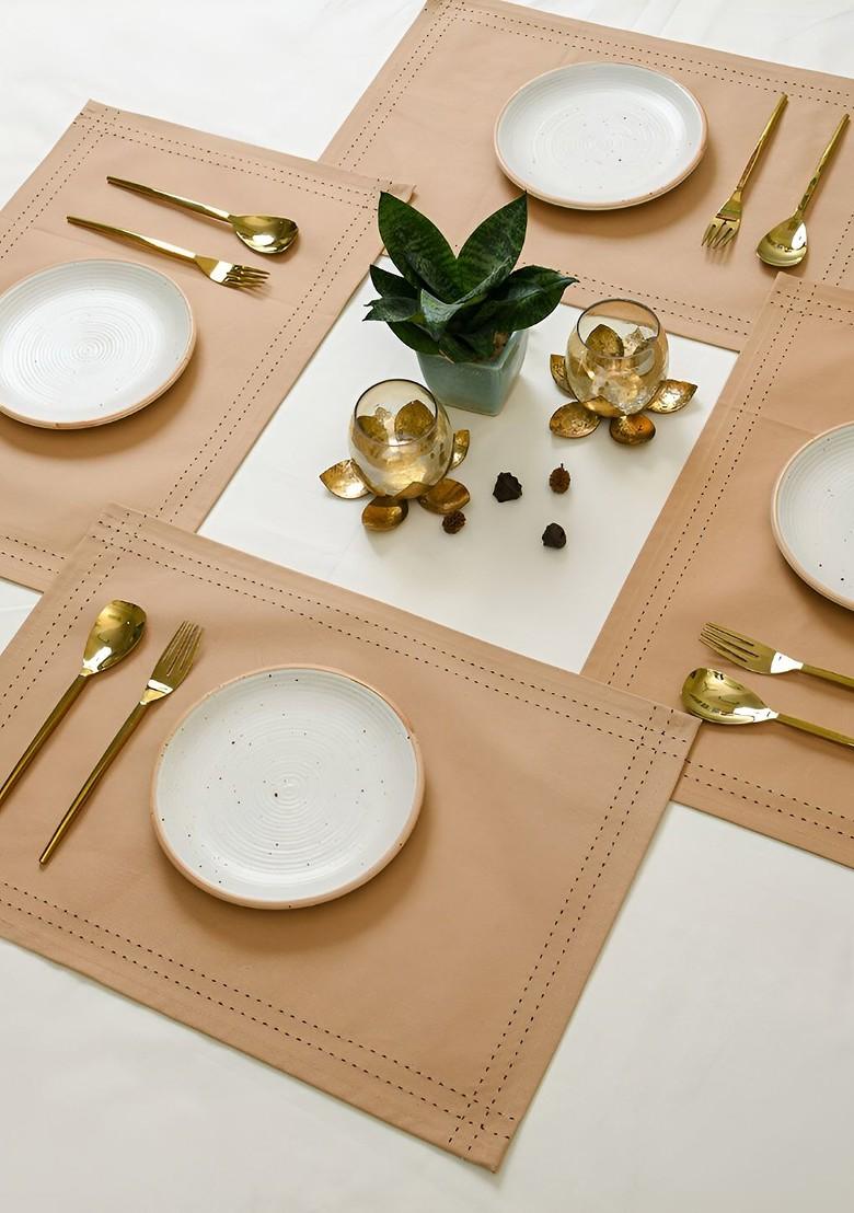 6Pcs Beige Cotton Table Placemats