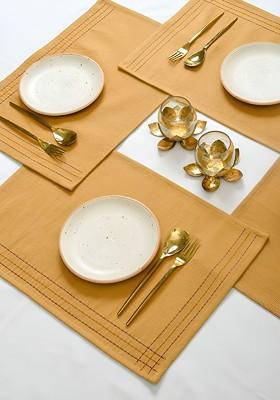 4Pcs Mustard Yellow Coton Table Placemats