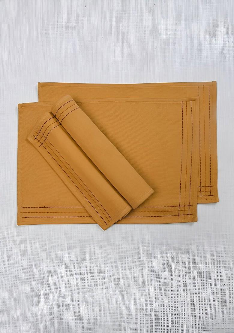 4Pcs Mustard Yellow Coton Table Placemats