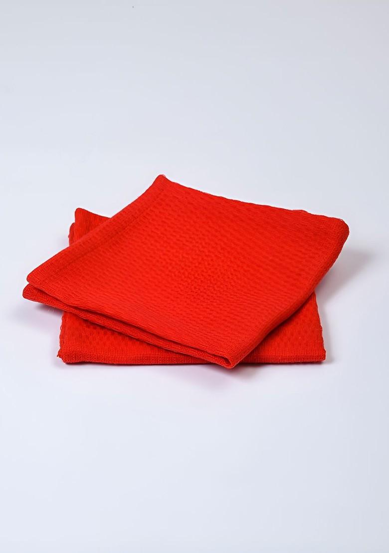 2Pcs Red 170 Gsm Face Towels