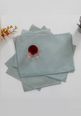 Light Blue 6 Pieces Printed Cotton Table Placemats