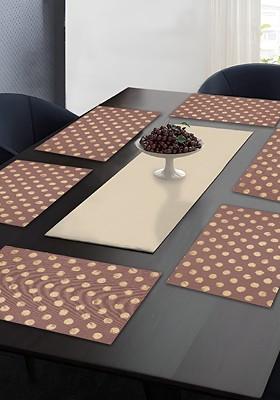 Brown 6 Pieces Printed Cotton Table Placemats
