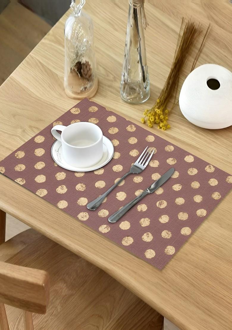 Brown 6 Pieces Printed Cotton Table Placemats