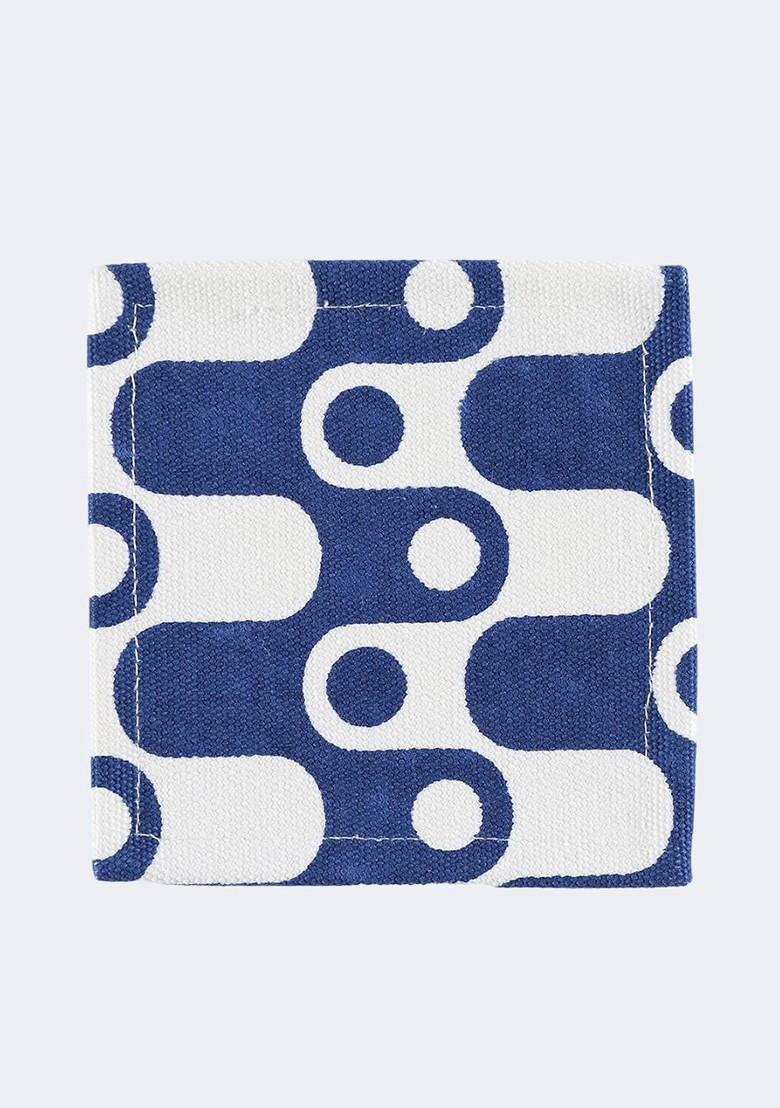 Blue And White 6 Pieces Printed Cotton Coasters