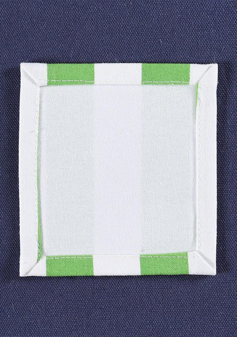 Green Andwhite 6 Pieces Striped Cotton Coasters