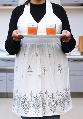 Off White And Black Printed Cotton Bib Apron